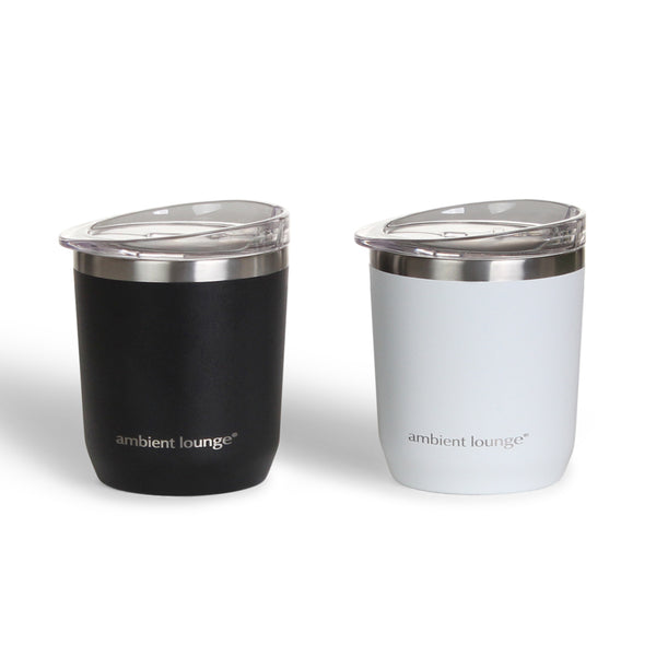 Stainless Steel Coffee Cup - BLACK & WHITE- Set of 2