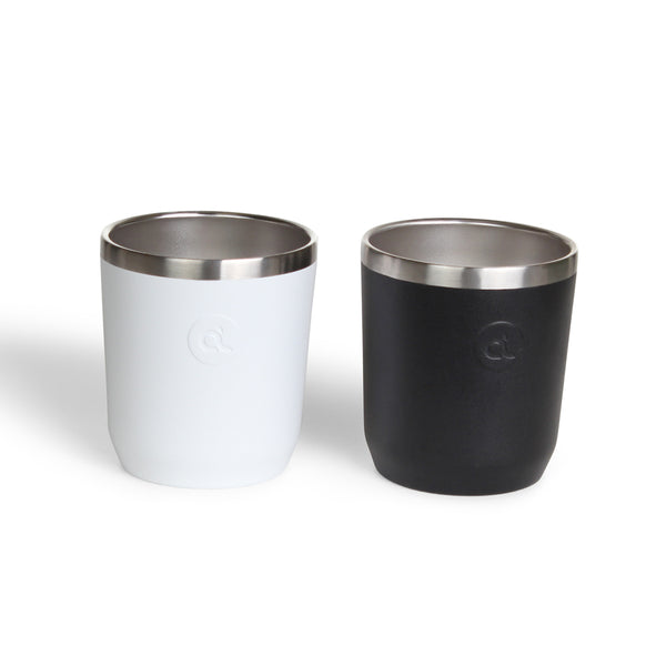 Stainless Steel Coffee Cup - BLACK & WHITE- Set of 2