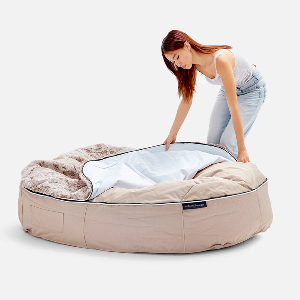 (XXL) Premium Indoor/Outdoor Dog Bed (Cappuccino)