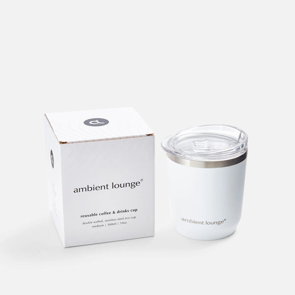 Stainless Steel Drink Cup - White 300ml